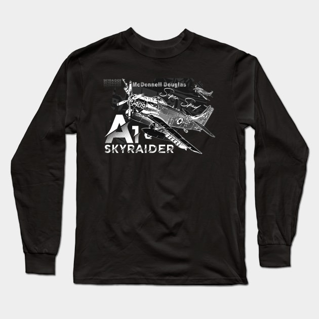 A-1 Skyraider Mcdonnel Douglas Vintage plane Long Sleeve T-Shirt by aeroloversclothing